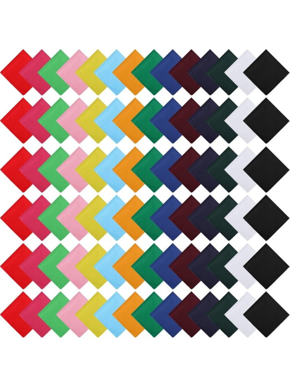 100 Pcs Solid Color Bandanas Bulk Set - 14 Vibrant Colors for Fashion & Fun